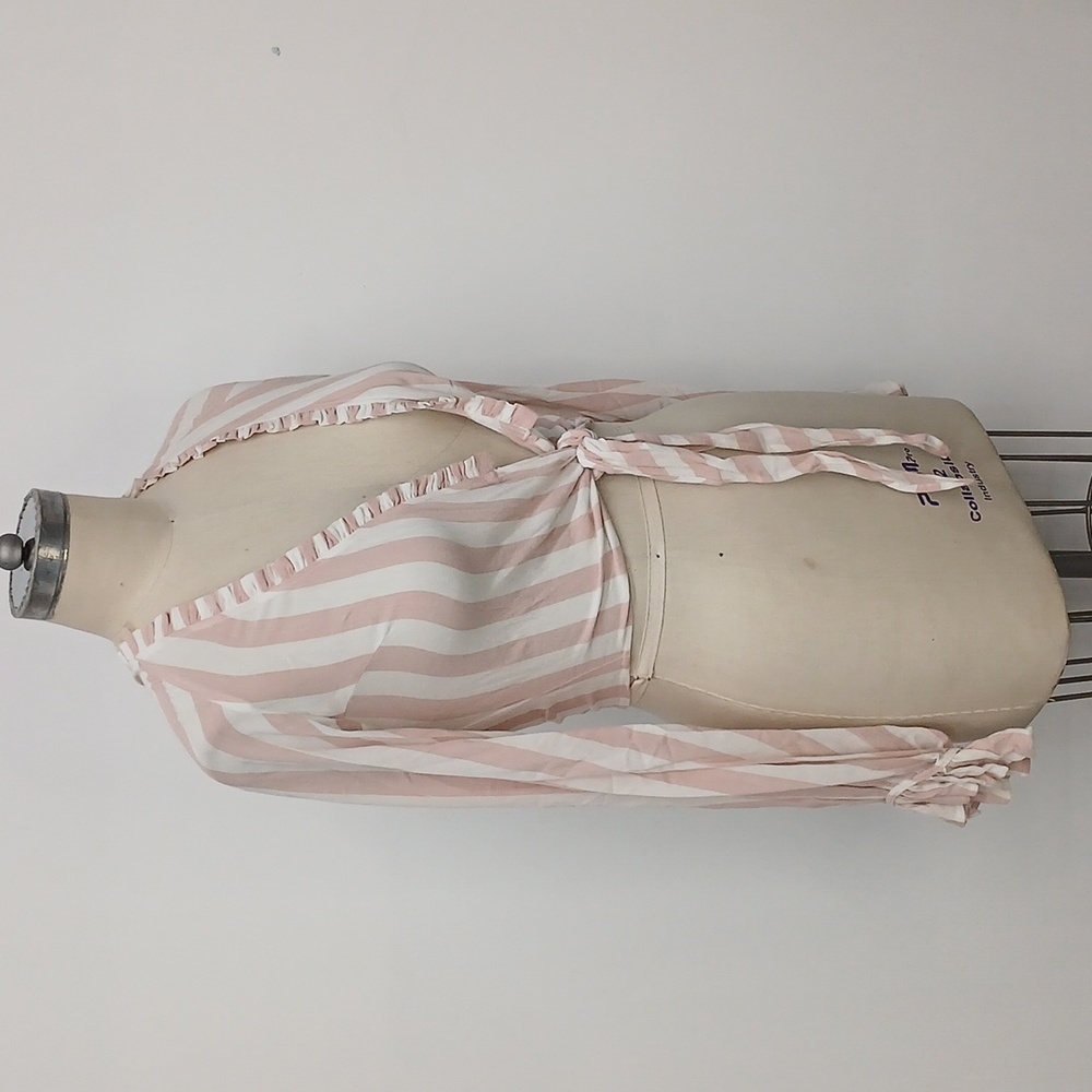 Sundays Tie Front Top in Pink and White Stripe - Picture 2 of 13